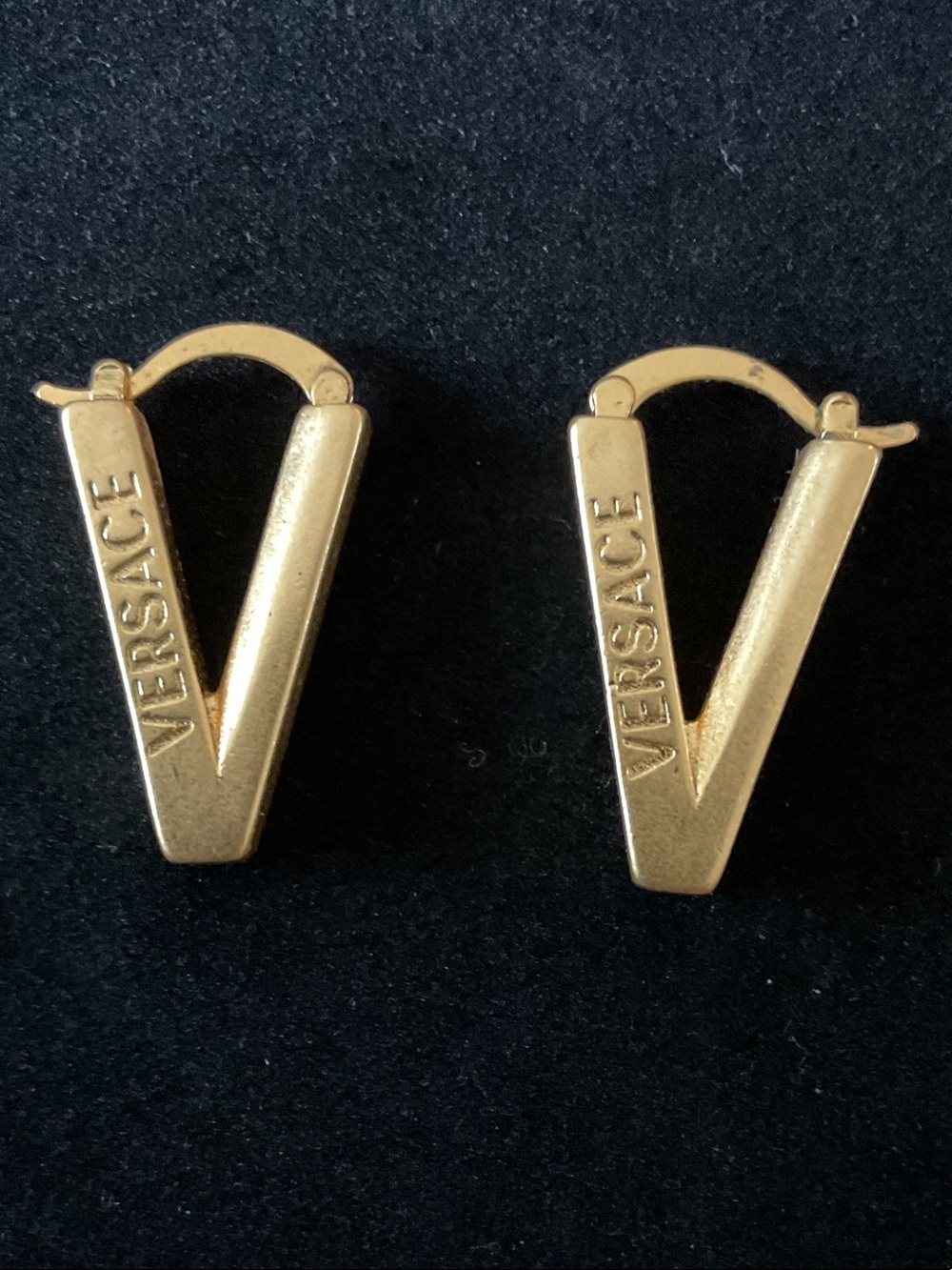 Versace Gold V-Logo Drop Earrings - Picture 3 of 5